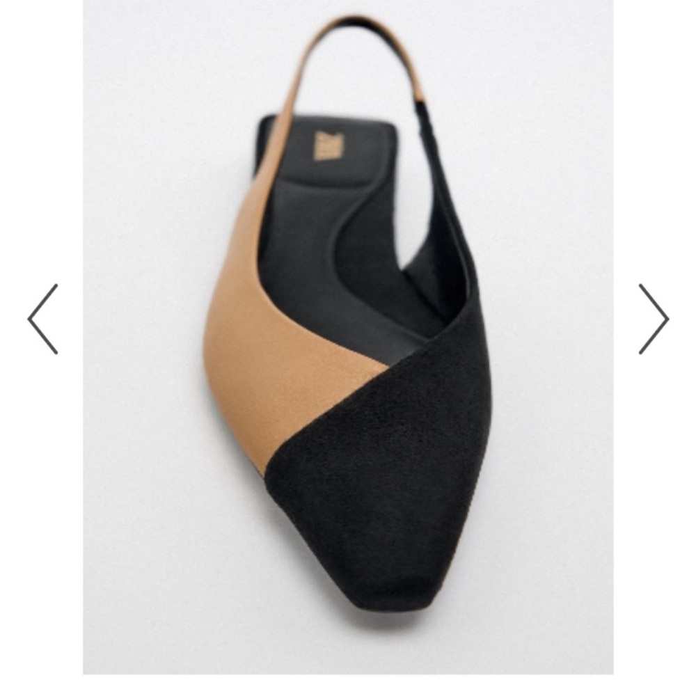 Zara Contrast Sling Back Leather Flats Sz. 37